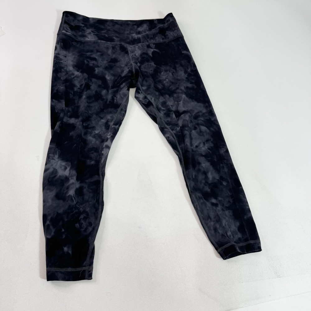 Lululemon Leggings Womens 14 Black Gray Tie Dye High Rise Yoga Athletic Pants